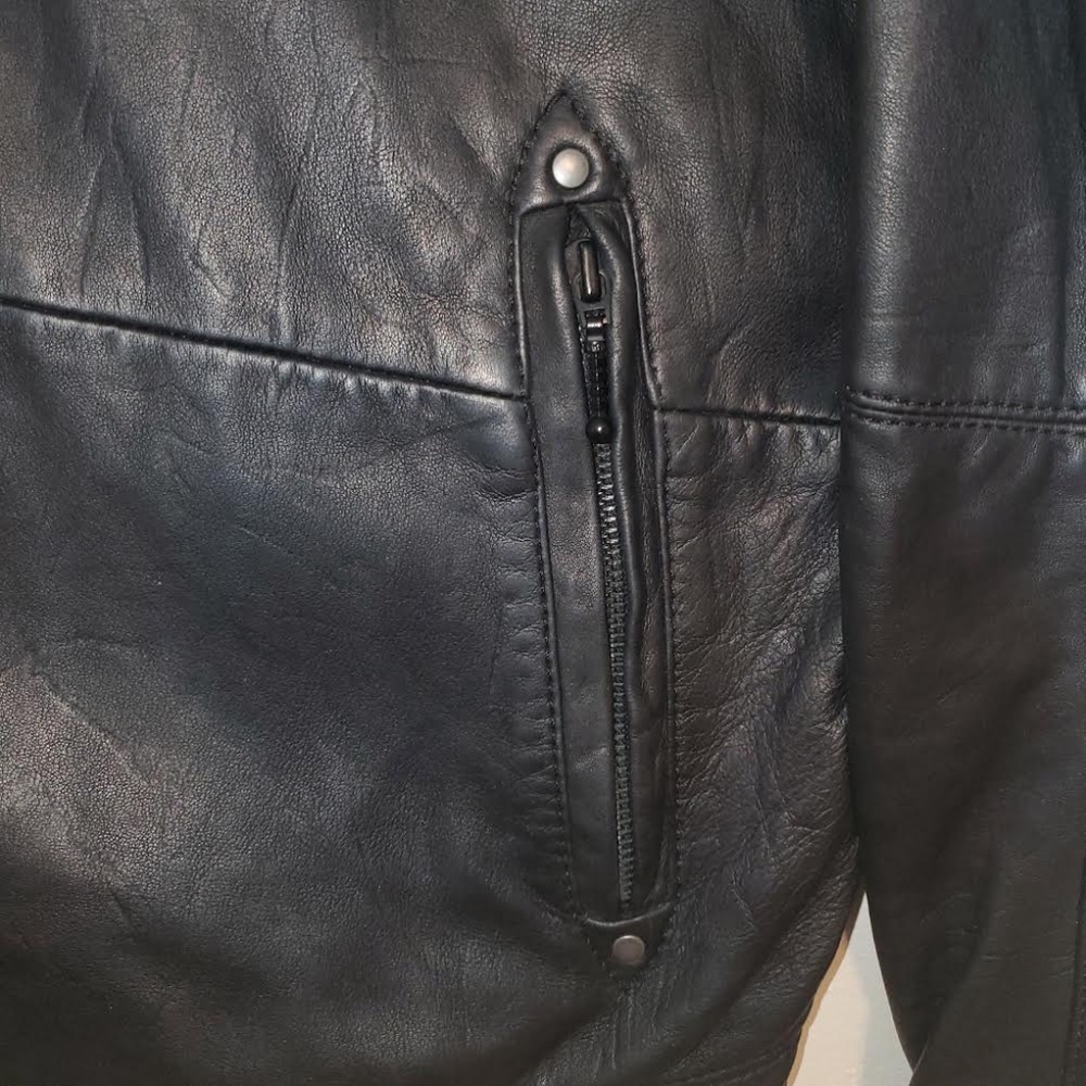 Mens Premium Black Cafe Racer Lambskin Leather Jacket - Picture 5 of 16